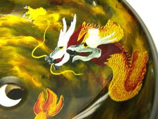 Dragon Hand Paint Bath Tempered Glass Vessel Sink & Nickel Waterfall 