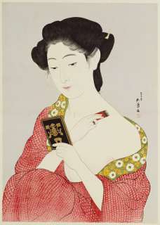 HASHIGUCHI GOYO Woman Powdering Her Neck JAPANESE  