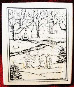Northwoods Rubber Stamp Christmas Building Snowman Snow  