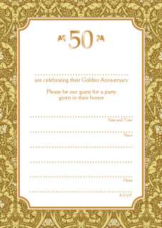   10 Golden Wedding Anniversary Party Invitations, 50 Years   Ann 50 02