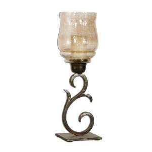  sorel, glass globe candle holders curved metal stands, set 