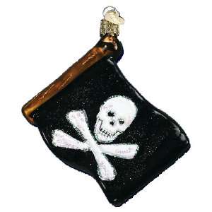  Old World Christmas Jolly Roger Pirate Flag Glass Ornament 