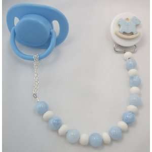  Baby Blue Rocking Horse Pacifier Clip Baby