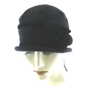  Parkhurst Wool Velvet Flower Cloche Black 