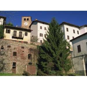 Houses and Clocktower in the Medieval Quarter, Casalborgone Near Turin 