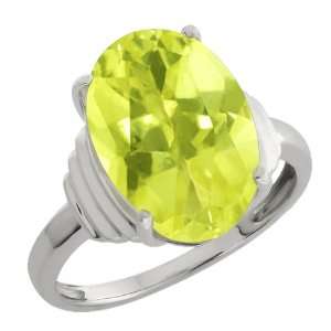   90 Ct Yellow Oval Lemon Quartz and White14k White Gold Ring Jewelry