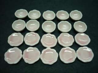 Dollhouse Miniatures Dinnerware Pink Ceramic Cup&Dish&Bowl