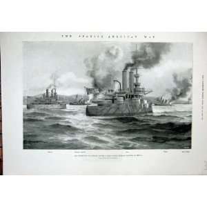  1898 Admiral Cervera Ships Fleet Santiago Harbour War 