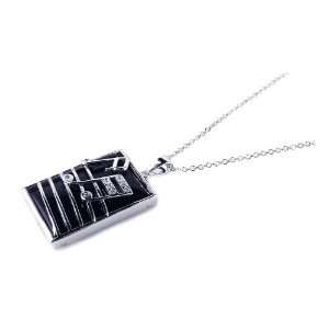  Nickel Free Silver Necklaces Square Onyx & Silver Musical 
