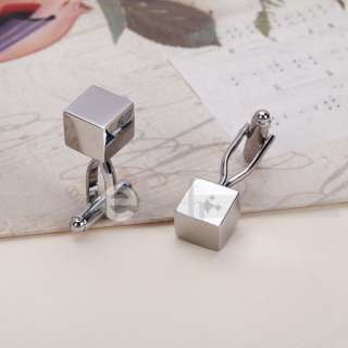   Men`s Wedding Party Gift Smooth Square Cufflinks Silver Cuff Links