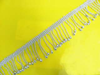 Yard Metallic Silver Crocheted Fringe Trim Ribbon  