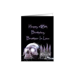   48th Birthday brother in law cobweb covered skull and candles Card