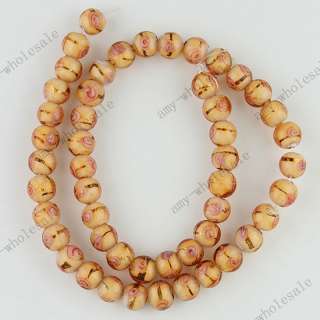 8MM COFFEE LAMPWORK GLASS ROUND LOOSE BEADS 14L  