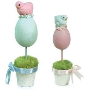 Set of 6 Sweet Delights Baby Chick on Egg Topiary Easter Tree 11   13 