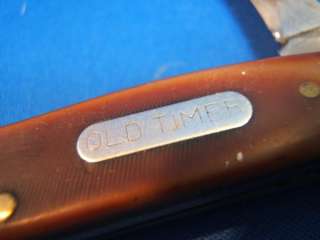 Vintage SCHRADE OLD TIMER MM8 U.S.A. 3 Blade Pocket KNIFE Squared Ends 