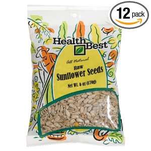 Health Best Sunflower Seeds raw/huld, 6 Ounce Units (Pack of 12 