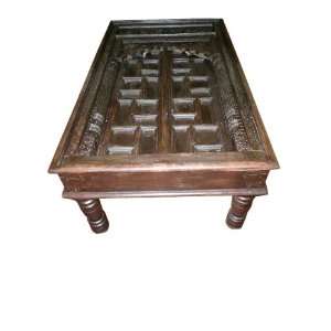   Antique Old Door Coffee Table Carved India Furniture