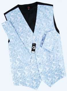 20C/ New Mens Sky Blue Tuxedo Vest Set, Paisleys  