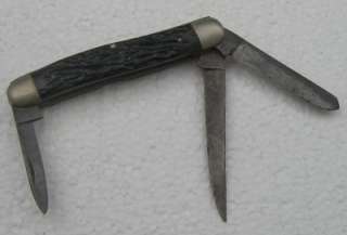 Vintage Robeson Shur Edge Black Bone 3 Blade Knife # 633594 Older One 