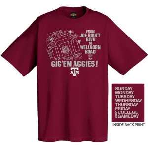 ESPN College Gameday Texas A&M Aggies Scarlet Gameday Map Short Sleeve 