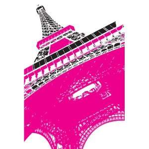  Eiffel Tower Pink, Graphic Poster Print, 24 by 36 Inch 