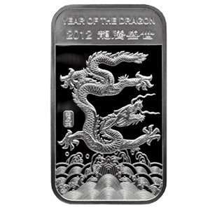  2012 Year of the Dragon 1/2 oz .999 Fine Silver Bar 