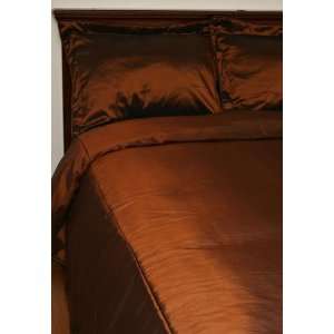   Brown 3pc Faux Silk Queen Duvet Comforter Cover Set