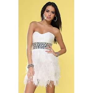 Short Beadwork Feather Prom Dress Homecoming Dresses Formal Dress 
