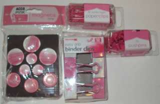 Piece Pink Ribbon Desk or Office Accessories Set 042491089058  
