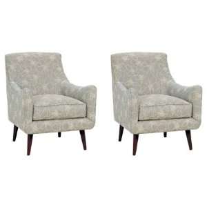   Chair Set Of Two Sasha Designer Style Fabric Accent Chairs Home