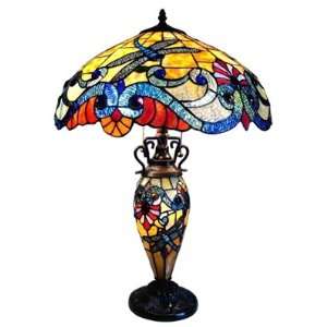  Tiffany Style Dragonfly Double Lit Table Lamp   18 Shade 