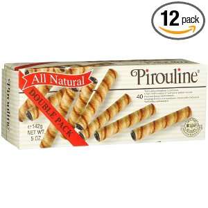 Pirouline Chocolate Lined Wafer Rolls, 5 Ounce Boxes (Pack of 12 