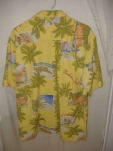 TOMMY BAHAMA S/S CALIFORNIA Malibu   Ventura   Silk Yellow Shirt Sz 