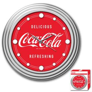 Coca Cola® Clock   Delicious Style   Chrome Finish   12 Inch 