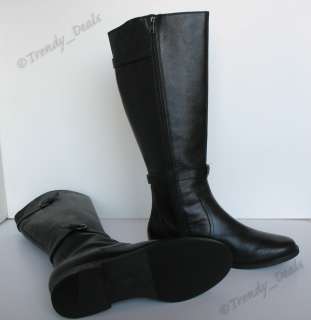NIB Cole Haan Air Petra Leather Flat Tall Riding Boot Black  