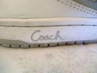 Coach Womens Fashion Sneakers White & Silver Tennis Shoes 9.5  