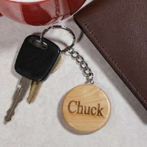  Engraved Name Wood Round Keychain