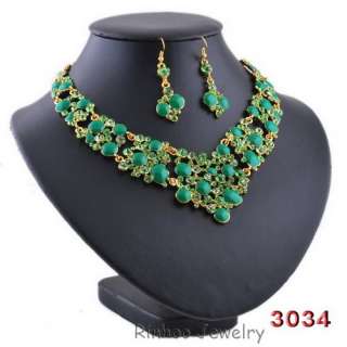 free 7color royal wedding womens Necklace Earring Set gold plated 