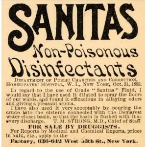  1890 Ad Sanitas Disinfectant Typhoid Germicide Sanitize 