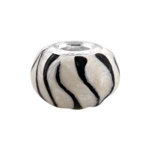  Bacio Italian Swarovski Bead Crafted Zebra Stripe Enamel Charm 