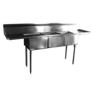  Economy Stainless 3 Compartment Sink 23x23 w 24Drain 