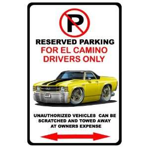  1971 72 Chevrolet El Camino Muscle Car toon No Parking 