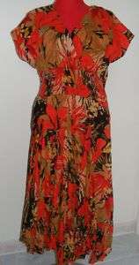 New CONCEPT Red tropical Indian cotton crinkle dress XL  