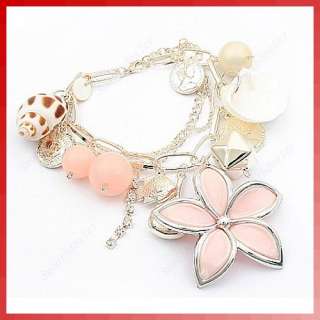   Sea Shell Pink Flower Fish Coin Beads Conch Necklace Bracelet  