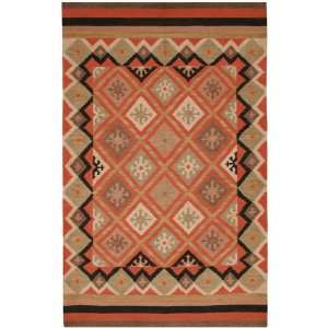  Hand Woven Swirl Collection Orange and Black Wool Rug 2.00 