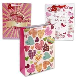  Gift Bag Love Heart with Glitter 14.5 Case Pack 72