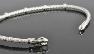   Gold Diamond Station Basketweave Woven Chain Bangle Bracelet 7  