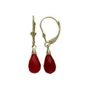  Ruby 10 Karat Yellow Gold Briolette Earrings Jewelry