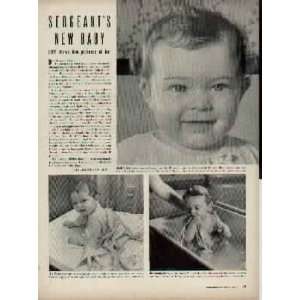 Sergeants New Baby   LIFE shows him pictures of her, Marilyn Grant 