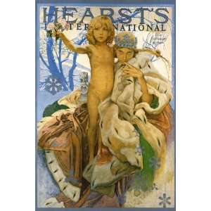   HEARST INTERNATIONAL BY ALPHONSE MUCHA LARGE VINTAGE POSTER REPRO